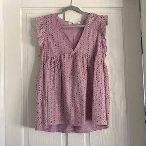 Purple eyelet top